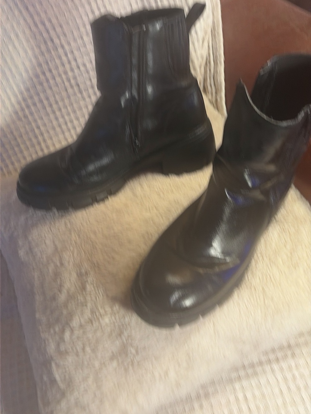 Classic Black Leather Chunky-Heel Ankle Boots